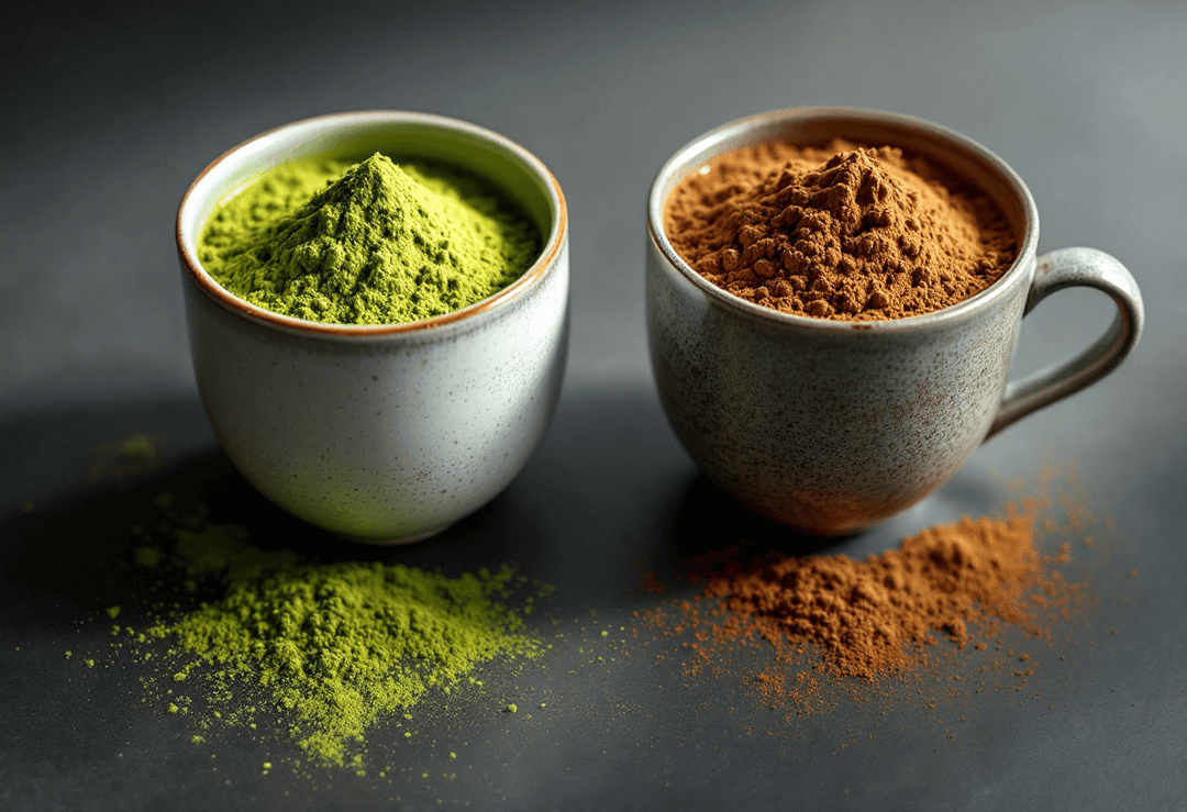 Matcha vs Hojicha latte thé vert en poudre japonais suisse