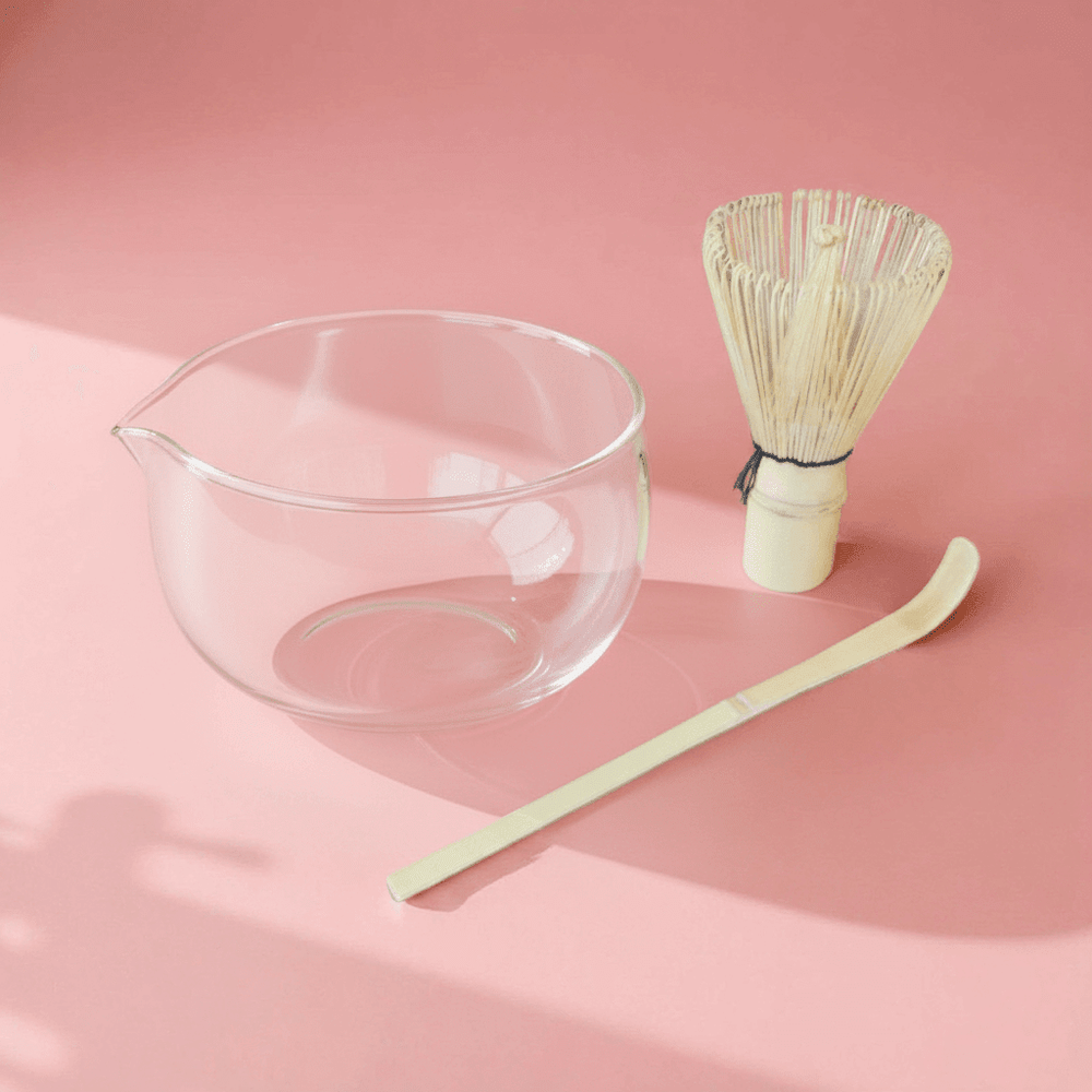 Joli kit à matcha bol transparent en verre