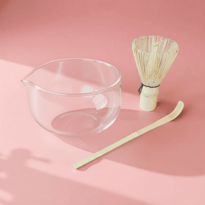 Joli kit à matcha bol transparent en verre